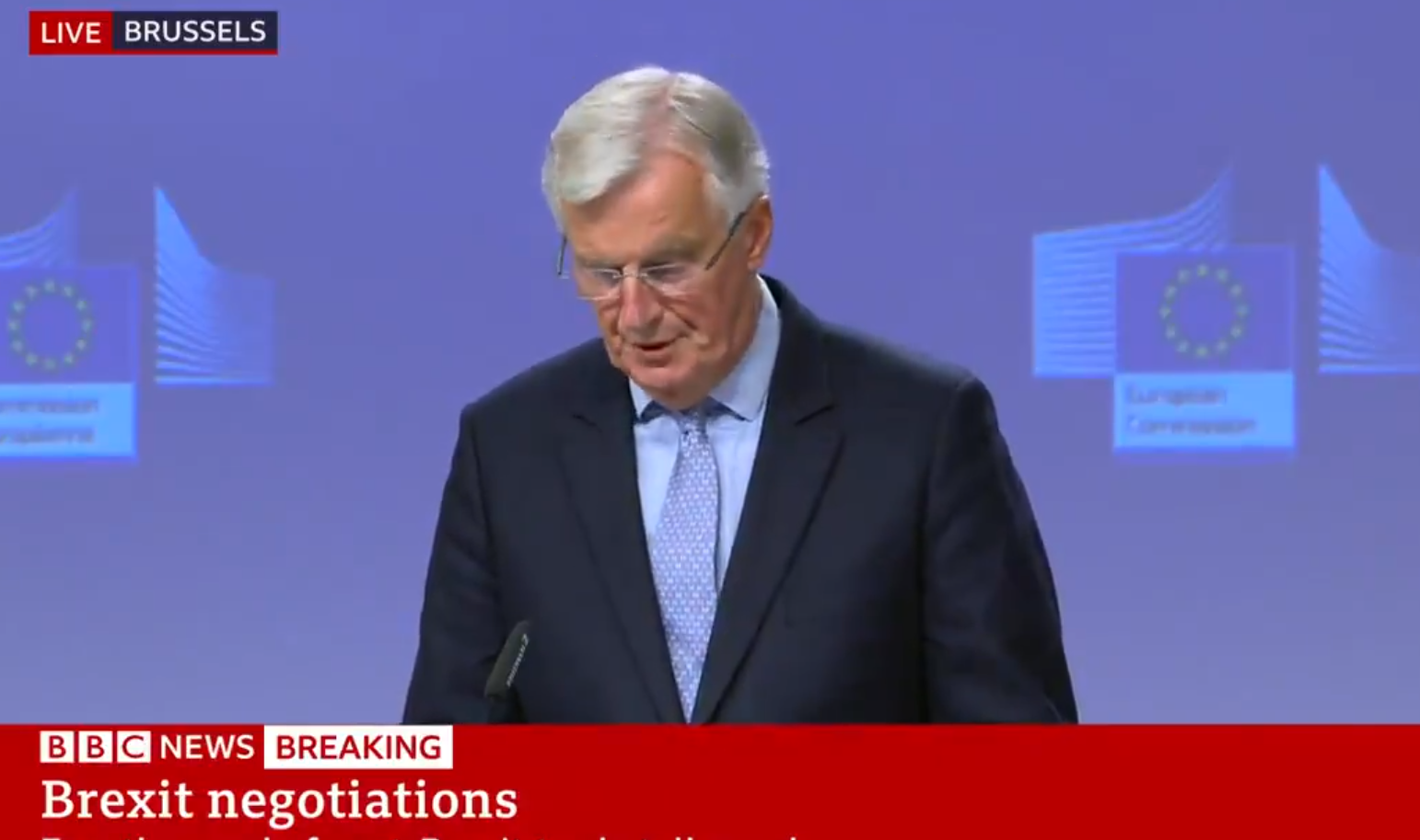 Micheal BArnier brexit deal update - no deal if no agreement by 31st october