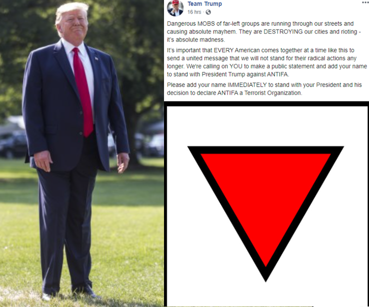 Team Trump attempts to associate left wing groups to nazi symbolisim