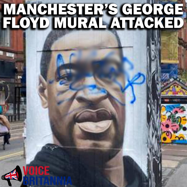 Manchester george floyd mural attacked with racist slur