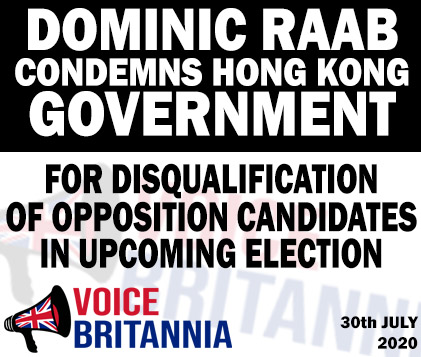 dominic raab condems hong kong opposition disqualifications