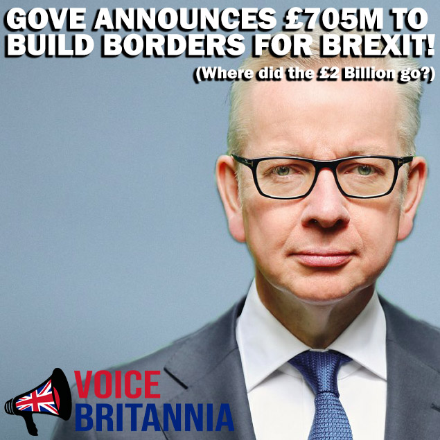 gove announces 705mill to build brexit border