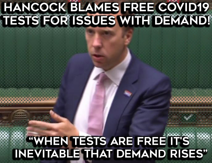 hancock blames free tests for issues with covid19 test demand